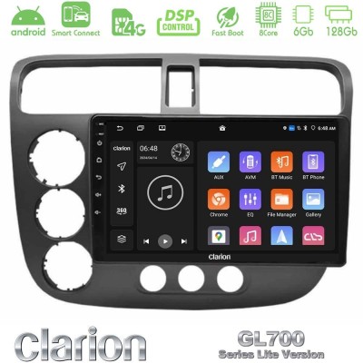 Clarion GL700 Lite Series 8Core Android ClarionOS 6+128GB Honda Civic 2001-2005 Navigation Multimedia Tablet 9