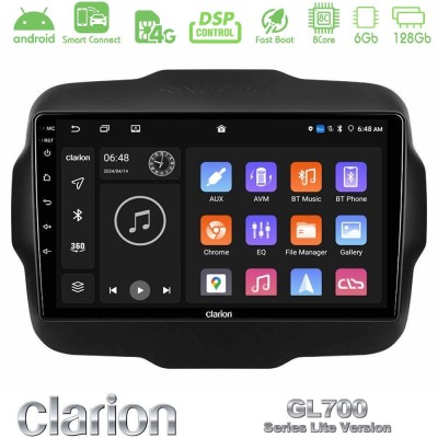 Clarion GL700 Lite Series 8Core Android ClarionOS 6+128GB Jeep Renegade 2015-2019 Navigation Multimedia Tablet 9