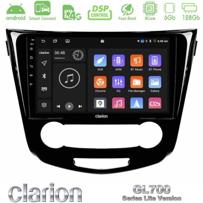 Clarion GL700 Lite Series 8Core Android ClarionOS 6+128GB Nissan Qashqai J11 (Manual A/C) Navigation Multimedia Tablet 10