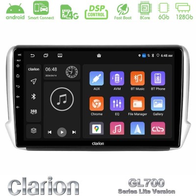 Clarion GL700 Lite Series 8Core Android ClarionOS 6+128GB Peugeot 208/2008 Navigation Multimedia Tablet 10
