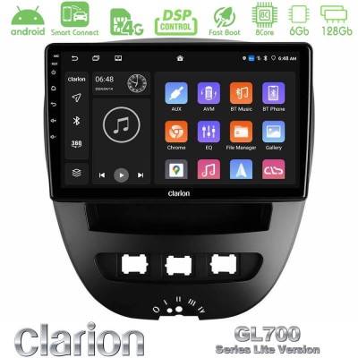 Clarion GL700 Lite Series 8Core Android ClarionOS 6+128GB Toyota Aygo/Citroen C1/Peugeot 107 Navigation Multimedia Tablet 10