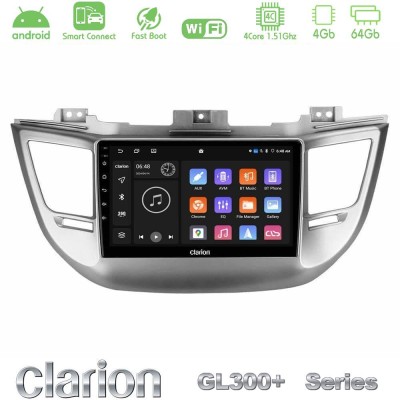Clarion GL300+ Series 4Core Android ClarionOS 4+64GB  Hyundai Tucson 2015-2018 Navigation Multimedia Tablet 9