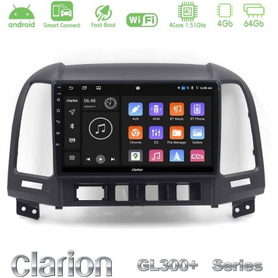 Clarion GL300+ Series 4Core Android ClarionOS 4+64GB Hyundai Santa Fe 2006-2013 Navigation Multimedia Tablet 9