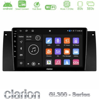 Clarion GL300 Series 4Core Android ClarionOS 2+32GB BMW 5 Series (E39) / X5 (E53) Navigation Multimedia Tablet 9