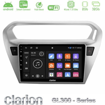 Clarion GL300 Series 4Core Android ClarionOS 2+32GB Citroen C-Elysee / Peugeot 301 Navigation Multimedia Tablet 9