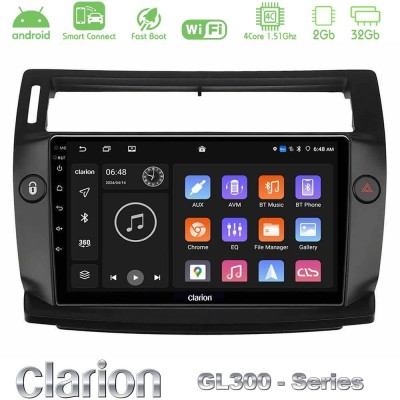 Clarion GL300 Series 4Core Android ClarionOS 2+32GB Citroen C4 2004-2010 Navigation Multimedia Tablet 9
