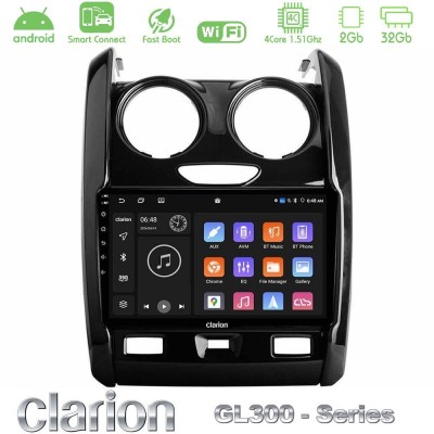Clarion GL300 Series 4Core Android ClarionOS 2+32GB Dacia Duster 2014-2018 Navigation Multimedia Tablet 9