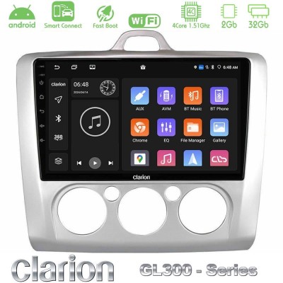 Clarion GL300 Series 4Core Android ClarionOS 2+32GB Ford Focus Manual AC Navigation Multimedia Tablet 9