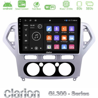 Clarion GL300 Series 4Core Android ClarionOS 2+32GB Ford Mondeo 2007-2010 Manual A/C Navigation Multimedia Tablet 10