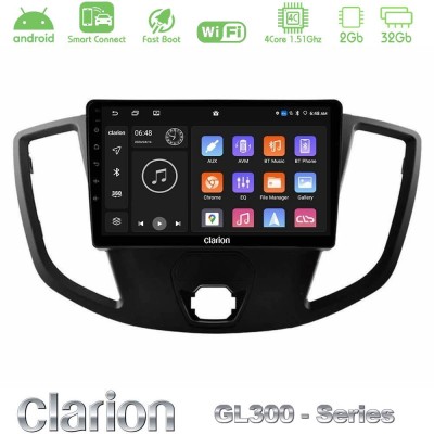 Clarion GL300 Series 4Core Android ClarionOS 2+32GB Ford Transit 2014-> Navigation Multimedia Tablet 9