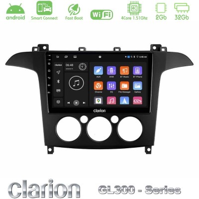 Clarion GL300 Series 4Core Android ClarionOS 2+32GB Ford S-Max 2006-2008 (manual A/C) Navigation Multimedia Tablet 9