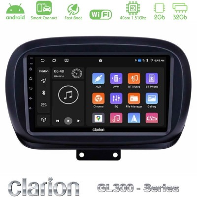 Clarion GL300 Series 4Core Android ClarionOS 2+32GB Fiat 500X Navigation Multimedia Tablet 9