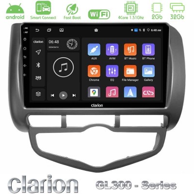 Clarion GL300 Series 4Core Android ClarionOS 2+32GB Honda Jazz 2002-2008 (Auto A/C) Navigation Multimedia Tablet 9
