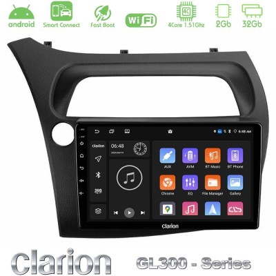 Clarion GL300 Series 4Core Android ClarionOS 2+32GB Honda CiviC Hatchback 2006-2011 Navigation Multimedia Tablet 9