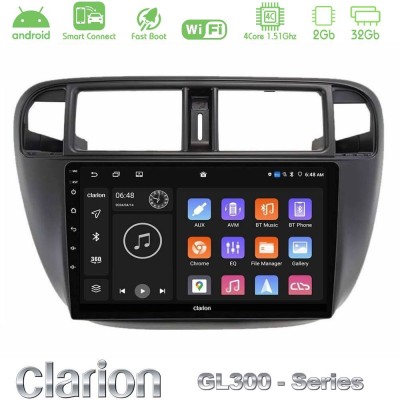 Clarion GL300 Series 4Core Android ClarionOS 2+32GB Honda Civic 1995-2001 Navigation Multimedia Tablet 9