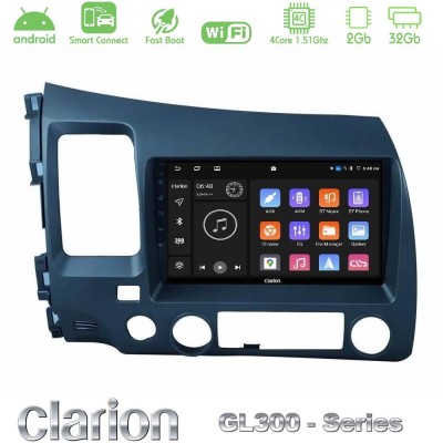 Clarion GL300 Series 4Core Android ClarionOS 2+32GB Honda Civic 2006-2011 Navigation Multimedia Tablet 9