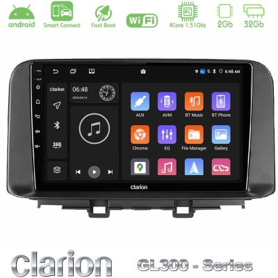 Clarion GL300 Series 4Core Android ClarionOS 2+32GB Hyundai Kona 2018-2023 Navigation Multimedia Tablet 10