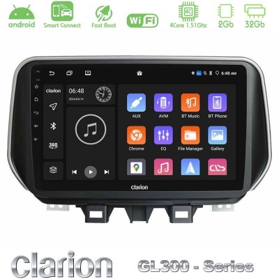 Clarion GL300 Series 4Core Android ClarionOS 2+32GB Hyundai Tucson 2019-> Navigation Multimedia Tablet 9