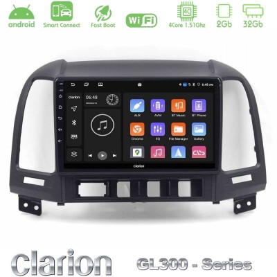 Clarion GL300 Series 4Core Android ClarionOS 2+32GB Hyundai Santa Fe 2006-2013 Navigation Multimedia Tablet 9