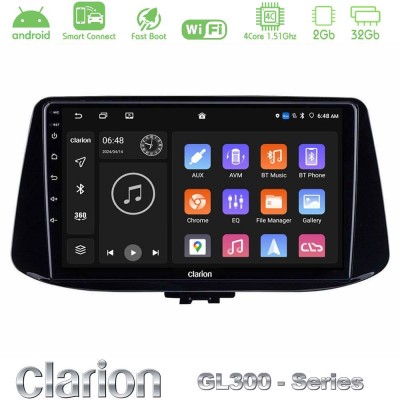 Clarion GL300 Series 4Core Android ClarionOS 2+32GB Hyundai i30 Navigation Multimedia Tablet 9