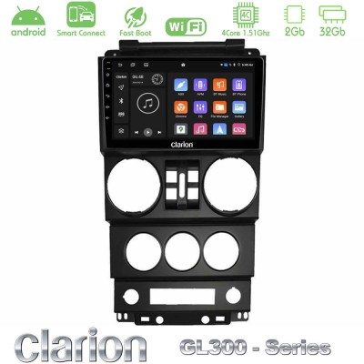 Clarion GL300 Series 4Core Android ClarionOS 2+32GB Jeep Wrangler 2008-2010 Navigation Multimedia Tablet 9