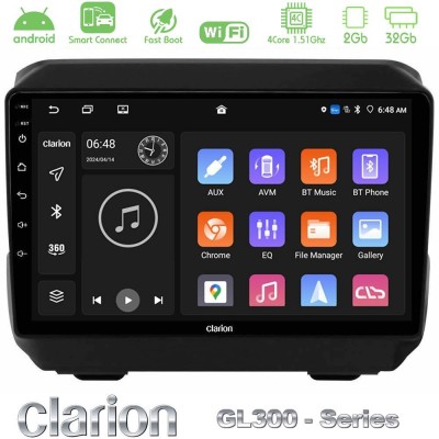 Clarion GL300 Series 4Core Android ClarionOS 2+32GB Jeep Wrangler 2018-> Navigation Multimedia Tablet 9