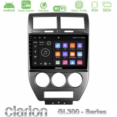 Clarion GL300 Series 4Core Android ClarionOS 2+32GB Jeep Compass/Patriot 2007-2008 Navigation Multimedia Tablet 10