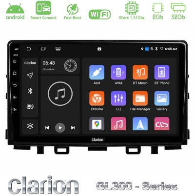 Clarion GL300 Series 4Core Android ClarionOS 2+32GB Kia Stonic Navigation Multimedia Tablet 9