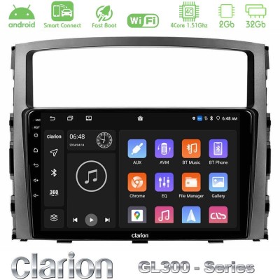 Clarion GL300 Series 4Core Android ClarionOS 2+32GB Mitsubishi Pajero 2008-2009 Navigation Multimedia Tablet 9