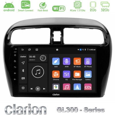 Clarion GL300 Series 4Core Android ClarionOS 2+32GB Mitsubishi Space Star 2013-2016 Navigation Multimedia Tablet 9