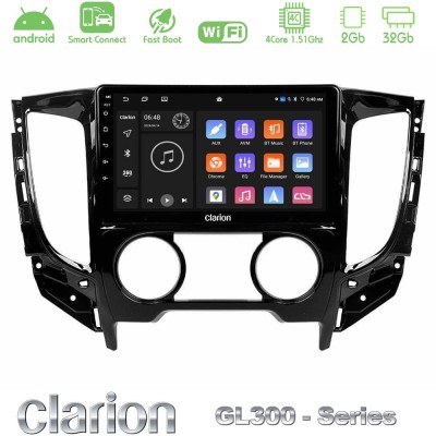Clarion GL300 Series 4Core Android ClarionOS 2+32GB Mitsubishi L200 2016-> & Fiat Fullback (Manual A/C) Navigation Multimedia Tablet 9