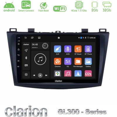 Clarion GL300 Series 4Core Android ClarionOS 2+32GB Mazda 3 2009-2014 Navigation Multimedia Tablet 9