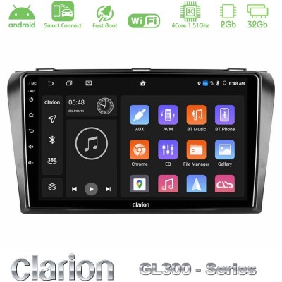 Clarion GL300 Series 4Core Android ClarionOS 2+32GB Mazda 3 2004-2009 Navigation Multimedia Tablet 9