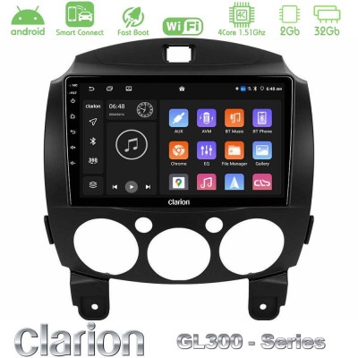 Clarion GL300 Series 4Core Android ClarionOS 2+32GB Mazda 2 2008-2014 Navigation Multimedia Tablet 9