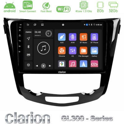 Clarion GL300 Series 4Core Android ClarionOS 2+32GB Nissan Qashqai J11 (AUTO A/C) Navigation Multimedia Tablet 10