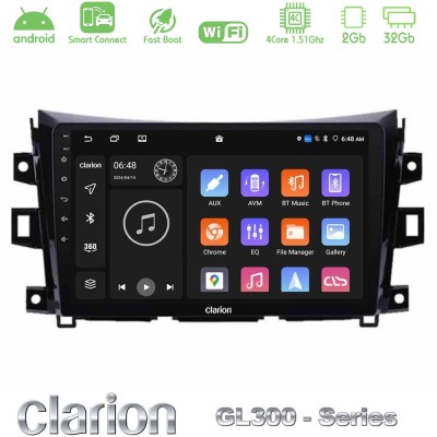 Clarion GL300 Series 4Core Android ClarionOS 2+32GB Nissan Navara NP300 Navigation Multimedia Tablet 9