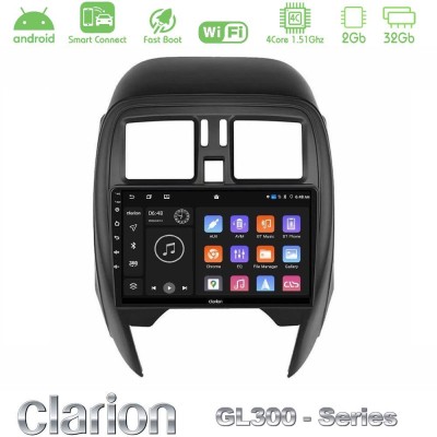 Clarion GL300 Series 4Core Android ClarionOS 2+32GB Nissan Micra 2013-2016 Navigation Multimedia Tablet 9