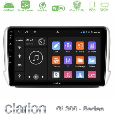 Clarion GL300 Series 4Core Android ClarionOS 2+32GB Peugeot 208/2008 Navigation Multimedia Tablet 10