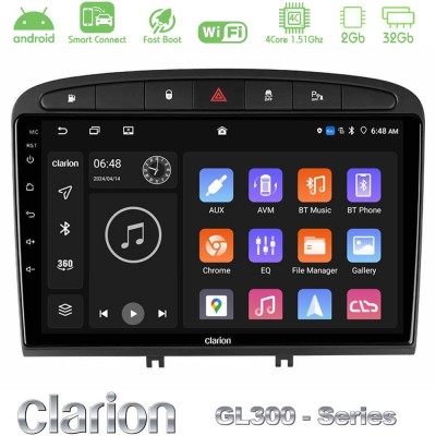 Clarion GL300 Series 4Core Android ClarionOS 2+32GB Peugeot 308/RCZ Navigation Multimedia Tablet 9