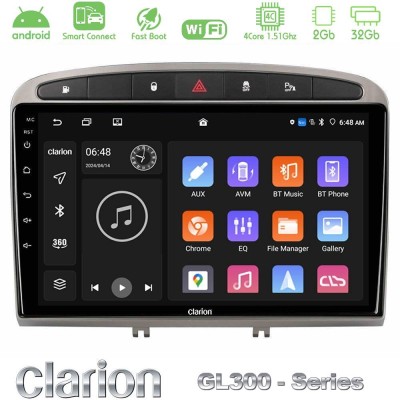 Clarion GL300 Series 4Core Android ClarionOS 2+32GB Peugeot 308/RCZ Navigation Multimedia Tablet 9