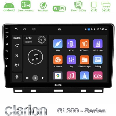 Clarion GL300 Series 4Core Android ClarionOS 2+32GB Renault Clio 5 2020-2025 Navigation Multimedia Tablet 9