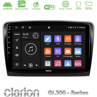 Clarion GL300 Series 4Core Android ClarionOS 2+32GB Skoda Superb 2008-2015 Navigation Multimedia Tablet 10
