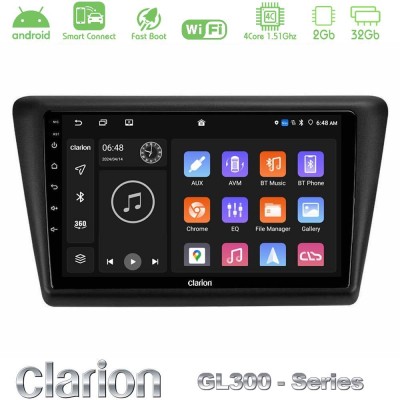 Clarion GL300 Series 4Core Android ClarionOS 2+32GB Skoda Rapid 2013-2017 Navigation Multimedia Tablet 9