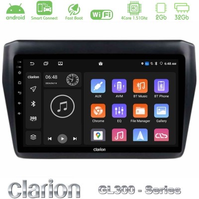 Clarion GL300 Series 4Core Android ClarionOS 2+32GB Suzuki Swift 2017-2023 Navigation Multimedia Tablet 9