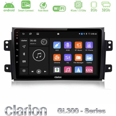 Clarion GL300 Series 4Core Android ClarionOS 2+32GB Suzuki SX4 2006-2014 Fiat Sedici 2006-2014 Navigation Multimedia Tablet 9