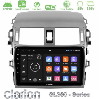 Clarion GL300 Series 4Core Android ClarionOS 2+32GB Toyota Corolla 2008-2010 Navigation Multimedia Tablet 9
