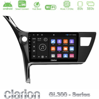 Clarion GL300 Series 4Core Android ClarionOS 2+32GB Toyota Corolla 2017-2018 Navigation Multimedia Tablet 10