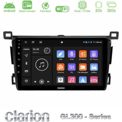 Clarion GL300 Series 4Core Android ClarionOS 2+32GB Toyota RAV4 2013-2018 Navigation Multimedia Tablet 9