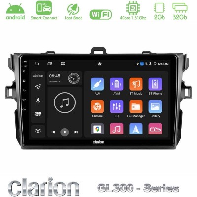 Clarion GL300 Series 4Core Android ClarionOS 2+32GB Toyota Corolla 2007-2012 Navigation Multimedia Tablet 9