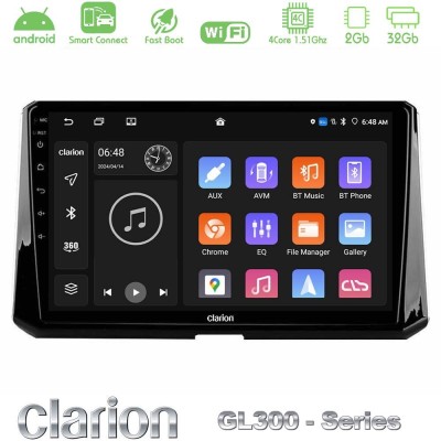 Clarion GL300 Series 4Core Android ClarionOS 2+32GB Toyota Corolla 2019-2022 Navigation Multimedia Tablet 10